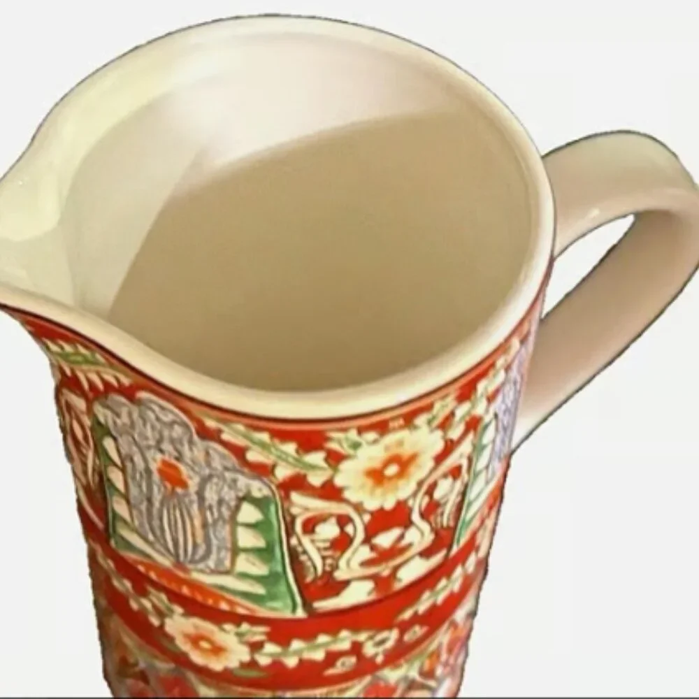 NEW 38oz Pottery Barn Mezze Pitcher RED Stoneware Wine Water Serving Retired